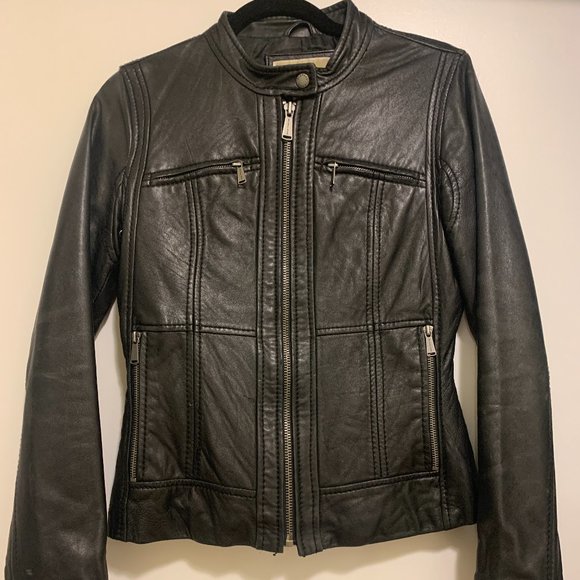 MICHAEL Michael Kors Jackets & Blazers - Michael Kors Black Leather Biker Jacket